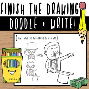 Preview of Finish the Drawing / Doodle + Write - 60+ Prompts: