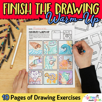 Preview of Finish the Picture Activity: Printable Drawing Art Worksheets for Fast Finishers