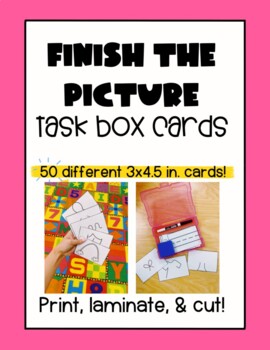 Preview of Finish the Picture Task Box Cards - Morning Bins - STEM Bins