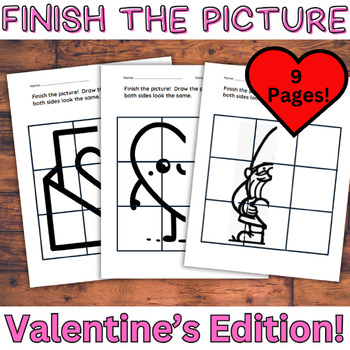 Preview of Finish the Picture: Valentine's Day Edition! Symmetry Drawing Morning Work!