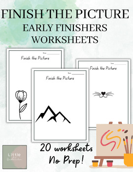Preview of Finish the Picture-Worksheets-Early Finishers-Creativity-PreK, Kinder, 1st, 2nd