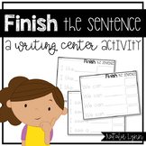 Finish the Sentence Writing Center Activity