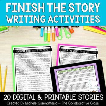 Preview of Finish the Story Narrative Writing Activities | Fun Test Prep | Print + Digital