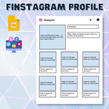 Preview of Finstigram Fake Social Media Activity; Digital Citizenship; Google Slides, Tech