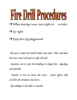 Fire Drill Procedures by Mrs Watts Bright Ideas | TpT