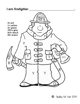 Color by Color Code - Firefighter by Shelley Bean Designs | TPT