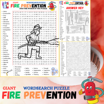 Preview of Fire Prevention ; Fire Prevention Giant Wordsearch; Fire Prevention Vocabulary