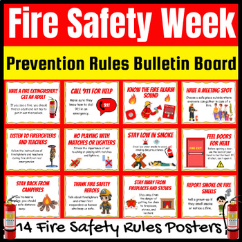 Fire Prevention Rules Posters | Fire Safety Week Bulletin Board by ...