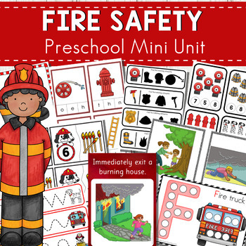 Preview of Fire Prevention Safety Preschool Math and Literacy Centers