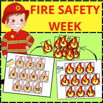 Preview of Fire Prevention Week Cut And Paste-Tracing-Counting