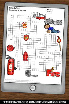 Fire Safety Week Printable Vocabulary Crossword Puzzle, Community Helpers