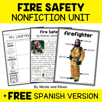 Preview of Fire Safety Activities Nonfiction Unit + FREE Spanish