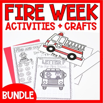 Preview of Fire Safety Activities & Crafts Kindergarten Firefighter Week Worksheets *BUNDLE