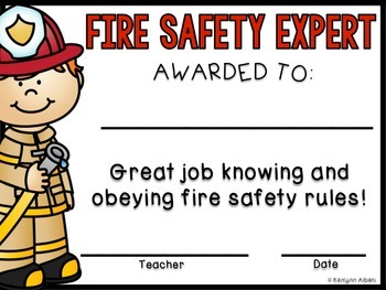 Fire Safety Awards - Fire Safety Expert by Kaitlynn Albani | TpT