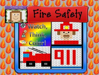 Preview of Fire Safety Bundle Watch, Think, Color Games - Mystery Pictures