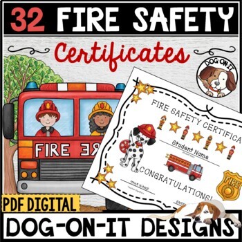 Preview of Editable Fire Safety Certificates Firetruck and Firemen