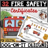 Editable Fire Safety Certificates Firetruck and Firemen