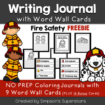 Preview of Fire Safety Writing Journal with Word Wall Cards
