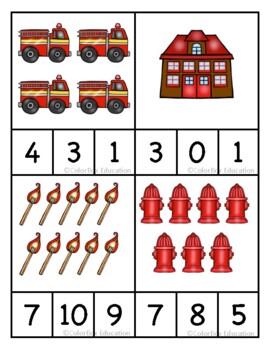 Fire Safety Count and Clip Cards by Peachy Teachy Resources | TPT