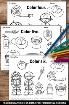 fire safety week kindergarten math coloring sheets
