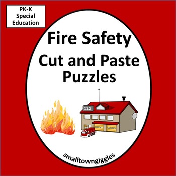 Preview of Fire Safety Fine Motor Activities Cut and Paste Puzzles Special Education