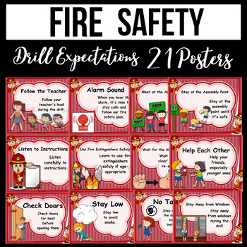 Fire Safety Drill Visual Posters| Fire Prevention Week by KEN9 SCHOOL