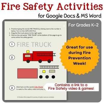 Preview of Fire Safety Google Docs and/or MS Word & Internet Activities for Grades K-2
