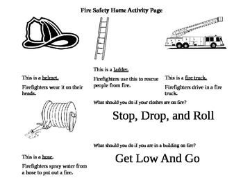 Preview of Fire Safety Home Activity Worksheet