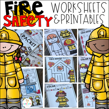 Fire Safety Math and Literacy Worksheets for Preschool by Kindergarten