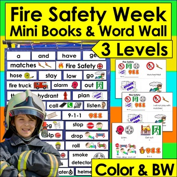 Fire Safety Mini Books  - 2 Levels + Illustrated Word Wall