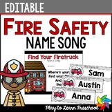 Fire Safety Name Song - Editable Community Helper Circle Time