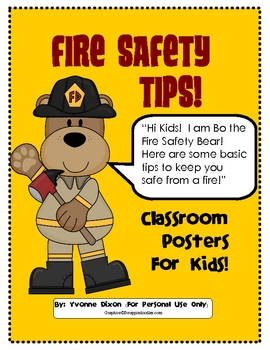 Fire Safety Posters for Kids by Yvonne Dixon | Teachers Pay Teachers