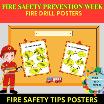 Preview of Fire Safety Prevention Week Activities, Fire Drill Signs Posters