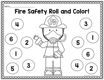 Fire Safety Roll and Color by Learning Lots with Love | TPT