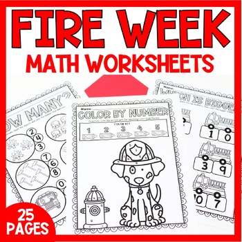 Preview of Fire Safety Week Math Activities Pre-K Kindergarten Community helper Firefighter