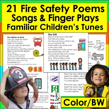 Preview of Fire Safety Week Poems, Songs, Finger Plays,  Chants & Large Images for Charts