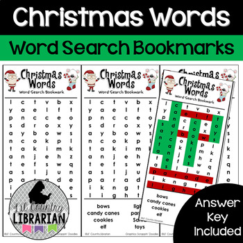 Preview of Christmas Words Word Search Bookmarks for Classroom or Library Fun