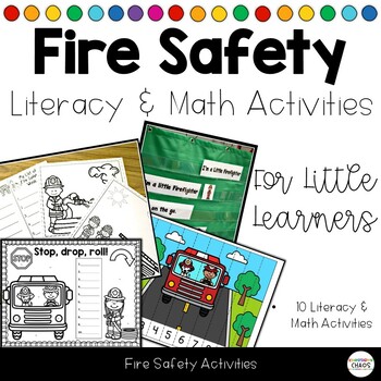 Preview of Fire Safety Prevention Literacy Math Activities Center Printables