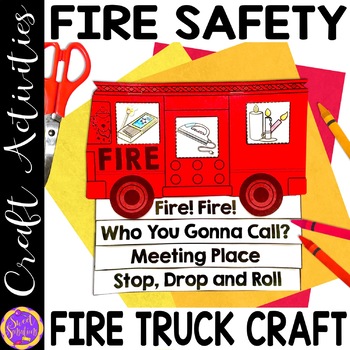 Preview of Fire Safety | Fire Truck Craft Activity | Stop Drop and Roll | Fire Safety Week