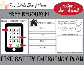Preview of Fire Safety - free - emergency plan worksheets - Fire Prevention week