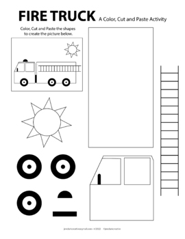 Preview of Fire Truck - A Color, Cut, and Paste Activity