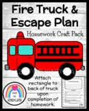 Fire Truck Craft and Escape Plan Homework for Kindergarten