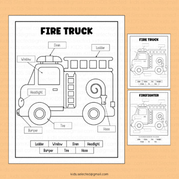 Fire Truck Label Fire Safety Week Vocabulary Worksheets Engine