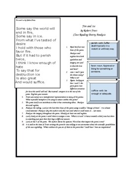 Fire And Ice Poem Worksheets Teaching Resources Tpt