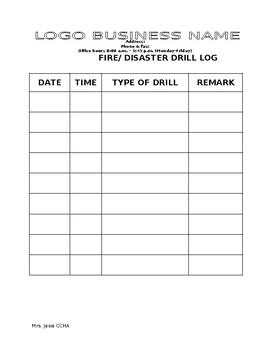Preview of Fire disaster drill log
