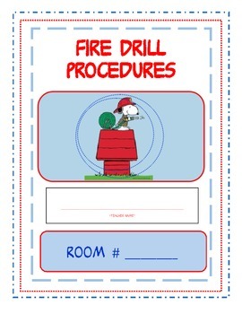 Preview of Fire drill procedures sign with Snoopy