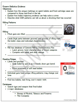 Firearm Ballistic Evidence: PowerPoint, Student Guided Notes, Worksheet