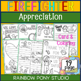 Firefighter Appreciation Coloring Pages  and Card Thank You