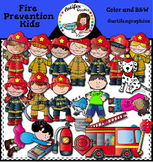 Fire safety Clip art- Color and black/white- 54 items!*Fir