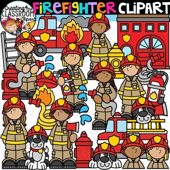 Preview of Firefighter Clipart {Fire Safety Clipart}